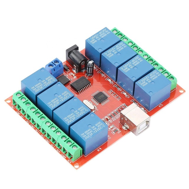 8 Channel DC 5V 12V 24V Programmable Relay Module USB Computer Control For Smart Home