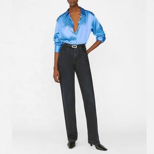 Blusa de manga larga con botones para mujer, camisa de seda de morera real, suelta, de calle, de alta calidad, 100% - Product Image 2