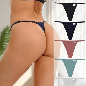 Slip <span class=keywords><strong>Tanga</strong></span> da Donna in <span class=keywords><strong>Cotone</strong></span> 100% con Ricamo, Tessuto a Costine, Sexy, a Vita Bassa, Comodo e Traspirante - Product Image 1