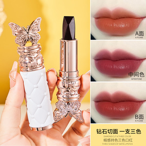 Nuevo lápiz labial de tres lados lápiz labial multicolor Mariposa lápiz labial maquillaje hidratante duradero gran oferta - Product Image 6