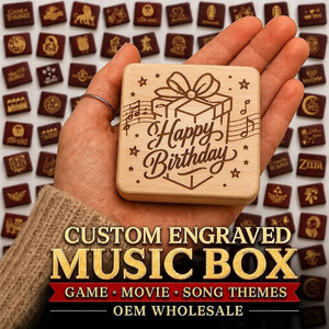 Caja Musical Personalizada de Cumpleaños, Caja Musical de Madera de Arce Sankyo con Mecanismo de Cuerda, Recuerdo Musical Grabado Personalizado, Regalo para Ella o Él, OEM - Product Image 1