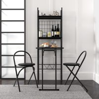 Table de cuisine pliante, ensemble de salle à manger avec cadre en métal et étagère de rangement, Table de Bar et chaises pour appartement, cuisine