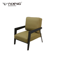 Chaise de loisir moderne en cuir véritable vert de haute qualité, pieds en bois massif pour la maison, le salon, l'hôtel, l'appartement, la chambre à coucher, meubles