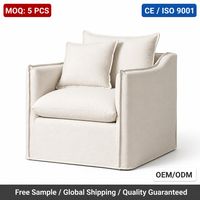 Housse de chaise longue en lin, amovible et lavable, avec ourlet à revers, pour fauteuil moderne et organique de salon, personnalisable OEM ODM