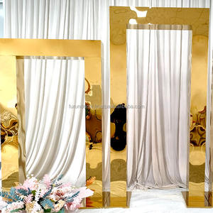 Furun ซุ้มแต่งงานทำจากสแตนเลสทรงสี่เหลี่ยมกระจกสีทองและสีเงินสำหรับงานอีเวนต์และงานแต่งงาน - Product Image 5