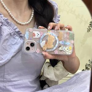 Cane carino staffa magnetica adatto per Apple 15 ProMax cassa del telefono 12 doppio strato <span class=keywords><strong>iPhone</strong></span> <span class=keywords><strong>13</strong></span> pacchetto completo Flash <span class=keywords><strong>rosa</strong></span> custodia del telefono - Product Image 6