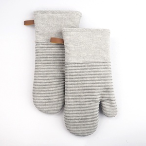 Màu Xám 2-pc Set Silicone In Cotton Linen Bếp Sử Dụng Lò Vi Sóng Găng Tay Găng Tay - Product Image 2