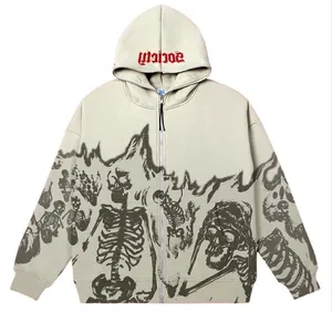 Toptan yüksek kalite tedarikçi özel Vintage Hoodie boy uzun kollu fermuarlı kapüşonlu kıyafet tam fermuarlı kapüşonlu eşofman üstü