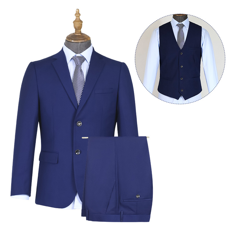 Blue Groom Tuxedos for Wedding Slim Fit Custom Made Formal Suit Business Party Men Suit 3pcs(jacket+vest+pants)