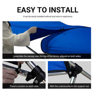 STARRYHEART Aluminum Extension Boat Bimini Top Tent Extensible Boat <b>Canopy</b> Bimini Top for Boat - Product Image 5