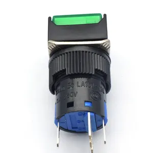 LA160-16Aピン12VDCグリーンレッドLEDプッシュボタンオンオフスイッチ、ライト付き瞬間照明5A250Vカスタマイズ可能