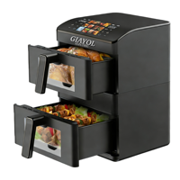 Friteuse à air numérique à écran tactile couleur de 3000 W, 12 L, 12 menus, 2 paniers, 3 éléments chauffants, technologie rapide, friteuse à air à double empilage