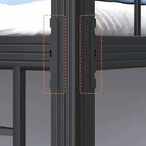 Litera moderna de metal negro con cortinas de privacidad, cajones de almacenamiento para espacios pequeños, <span class=keywords><strong>cama</strong></span> de dos pisos que ahorra espacio con <span class=keywords><strong>ruedas</strong></span> - Product Image 5
