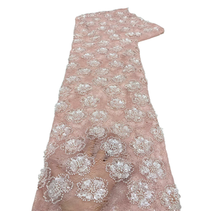 NI.AI Nouveau design Tissu en dentelle perlée <span class=keywords><strong>à</strong></span> motif floral brodé de sequins, tissu en maille de dentelle pour robe - Product Image 1