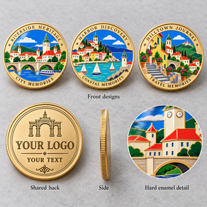 Pièces de monnaie commémoratives personnalisées en émail dur avec motifs de la Baie de la rivière et de Hilltown pour cadeaux de voyage OEM ODM - Product Image 3
