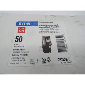 Interruptor de Circuito GFCI Eaton CH250GFT de 2 Polos y 50 Amperios, Montaje Enchufable, 120/240 Voltios CA - Product Image 6