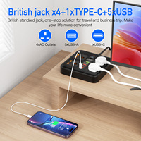 Multiprise britannique de style Jack, rallonge 4 prises, protection contre les surcharges, interrupteur