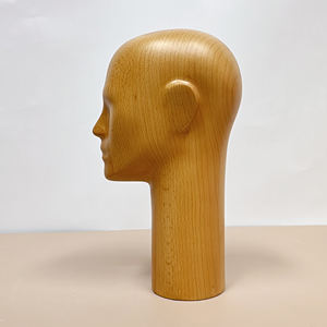 Tête en bois <span class=keywords><strong>Mannequin</strong></span> femme hommes bois <span class=keywords><strong>de</strong></span> hêtre massif pièce commune tête factice couleur bois naturel brut avec tête nez et bouche - Product Image 4