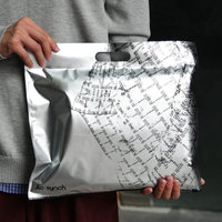 Sac d'emballage sous vide en PE argenté avec fermeture éclair, réutilisable, impression sérigraphique, logo personnalisé, pour l'expédition