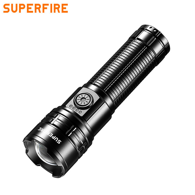 USB Rechargeable LED Tactical Flashlight Aluminum Alloy 530 Lumens IP44 Waterproof 21700 300-400M Beam Distance SOS Mode 7000K