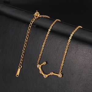 Collana Costellazione Oro con 7 Punti Stellari CZ Pavé, <span class=keywords><strong>Mappa</strong></span> <span class=keywords><strong>Stellare</strong></span> in Metallo, Catena Sottile a O, Gioielli Minimalisti Curvi da Donna - Product Image 3