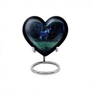 Urna funeraria abstracta de alce para cenizas humanas con soporte y bolsa de terciopelo gratis - Product Image 1