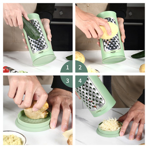 Rallador de acero inoxidable con cuchillas peladoras, herramienta de cocina multifuncional redonda para verduras y frutas - Product Image 1