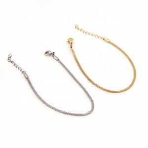 Gelang Berlapis Emas untuk Wanita, Perhiasan Rantai Ular Datar Baja Tahan Karat Tautan Rantai Jaring - Product Image 4