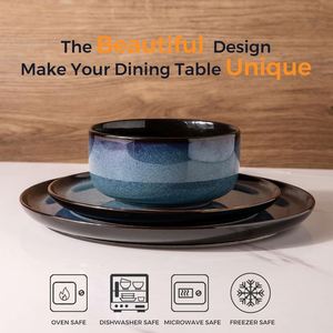 Juego de Vajilla de Porcelana Ecológica Azul de Lujo Nórdico, Platos Ovalados, Diseño Minimalista, Alta Calidad, Más Vendidos - Product Image 2