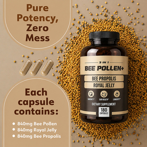 Capsules de <span class=keywords><strong>pollen</strong></span> <span class=keywords><strong>d</strong></span>'<span class=keywords><strong>abeille</strong></span> biologique 3-en-1 avec propolis et gelée royale, complément immunitaire pour adultes - Product Image 2