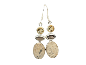 Pendientes de Plata de Ley 925 Hechos a Mano con Citrino y Jaspe Ahumado, Joyería de Piedras Preciosas Naturales, Estilo Bohemio Étnico para Mujer, Venta al Por Mayor - Product Image 4
