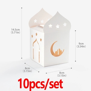 10 Pieces Star Moon Gift Packaging Ramadan Islamic <strong>Decor</strong> Eid Mubarak Gift Boxes Paper Candy Containers Party Favors - Product Image 5