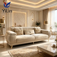 canapé à cadre Stee en acier inoxydable, ensemble sections,pour le salon et petit appartement,couleur crème Beige, vente en gros
