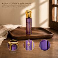 Flacon de parfum vide en verre octogonal plaqué or 6 ml, personnalisé OEM ODM, en gros, avec applicateur roll-on, bâtonnet de trempage et pulvérisateur coloré