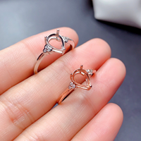 Großhandel Rhodium-Plattierter 925 Sterling Silber Birnenförmiger DIY Edelstein-Ring Leere Ringfassungen Ohne Steine
