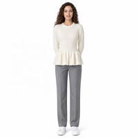 Pull en maille côtelé à manches longues et col peplum pour femme, modèle ODM personnalisé, idéal pour l'automne et l'hiver