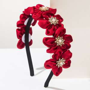 Doux Brillant Chic Bonbons Couleur En Cuir <span class=keywords><strong>Fleur</strong></span> Bandeau Tempérament Scintillant Strass Rembourré Bandeau De Mariée De Mariage <span class=keywords><strong>Cheveux</strong></span> - Product Image 6