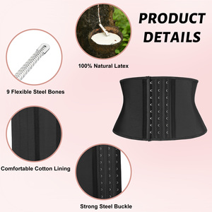 Girovita Cincher Colombianas da donna biancheria intima 9 ossa <span class=keywords><strong>in</strong></span> acciaio Torso corto <span class=keywords><strong>in</strong></span> lattice 7 pollici - Product Image 3