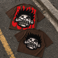 Kaos Oversize Pria Berkualitas Tinggi Retro Kartun Angry Boy Cetak Percikan Merah 100% Katun Vintage Streetwear Kaos Katun Custom
