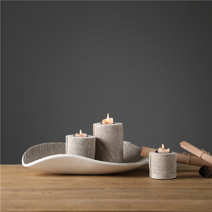 Support de bougie en résine de style nordique pour la <span class=keywords><strong>maison</strong></span>, avec plateau, pour bougies chauffe-plat, blanc, à poser sur table - Product Image 1