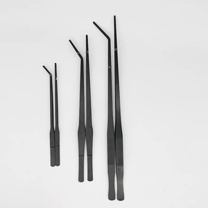 Thickened stainless steel <b>black</b> aquatic plant tool set, aquarium styling tweezers, sand <b>trimmer</b> tweezers - Product Image 2