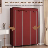 Vente en gros Armoire pliante grande capacité Armoire moderne multifonctionnelle en tissu non tissé Renforcement du cadre en acier