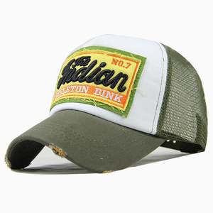 Wholesale Custom Embroidered Logo <b>Vintage</b> Distressed Mesh Camo Trucker <b>Hats</b> 5-Panel Style with Letter Pattern in Stock! - Product Image 4