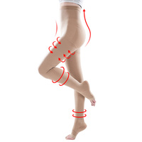 Collants de compression tricotés en Spandex/Nylon 15-20 mmHg, à bout fermé, mi-cuisses, antidérapants, opaques, pour varices