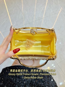 Bolso de mano de moda para mujer con diamantes de imitación, cartera de noche hueca, bolso de metal con purpurina y cuentas de cristal, asa de bolso con diamantes clásicos - Product Image 4
