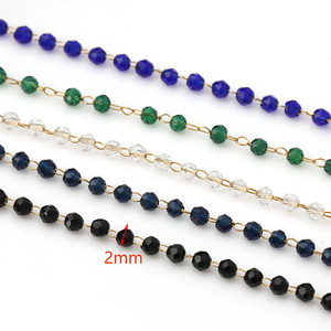 Cadena de Cuentas de Cristal de 2 mm, Acero Inoxidable, Apilable, con Retención de Color, Accesorios de Joyería DIY, Cadena Delicada para Clavícula - Product Image 2