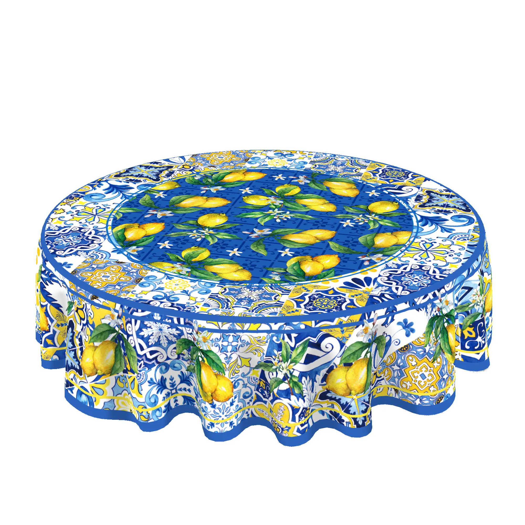 ZL002 Vintage giallo limone rotondo tovaglia monouso in poliestere tessuto tovaglia per feste decorazione tavola forniture