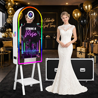 Miroir Photobooth Portable avec Imprimante Intégrée, Éclairage d'Appoint, Écran Tactile 32 Pouces, Machine Photobooth Arc Magique