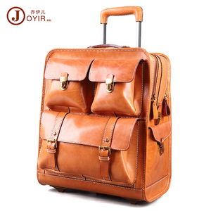 Joyir Genuine Leather Travel <b>Suitcase</b> 4 Wheel Large Capacity Trolley Handle Unisex Leisure Travel Spring 2024 - Product Image 1