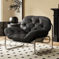 Sofá cama de lujo de cuero, silla de Hotel nórdico perezoso, sofá de Metal huevo interior, sofá seccional moderno para el hogar, muebles de sala de estar